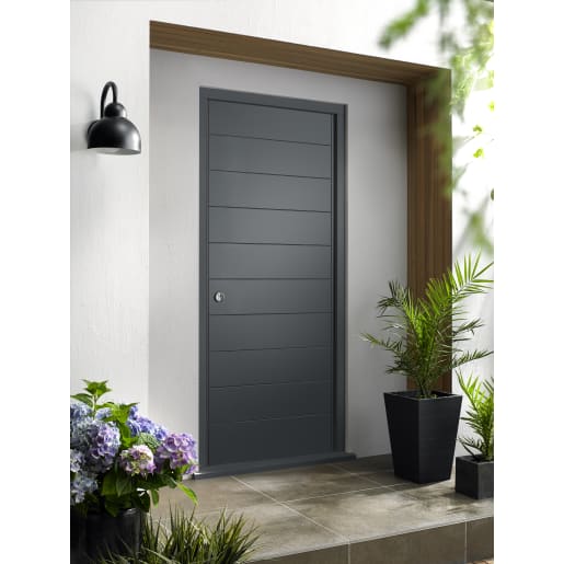 JCI FSC Oslo Hardwood External Door with Frame 2032 x 813mm Grey