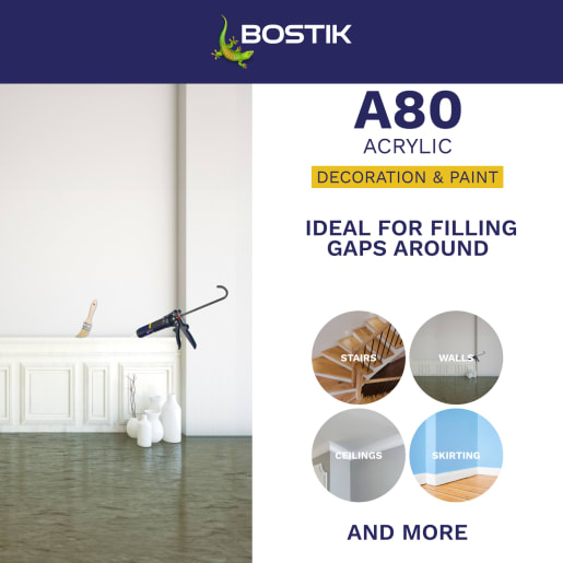 Bostik A80 Acrylic Instantly Paintable Decorators Caulk 310ml White
