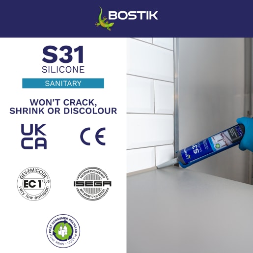 Bostik S31 Neutral Cure Sanitary Silicone Sealant 310ml Grey