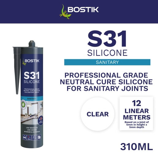 Bostik S31 Neutral Cure Sanitary Silicone Sealant 310ml Clear