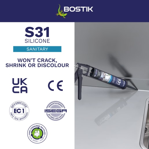 Bostik S31 Neutral Cure Sanitary Silicone Sealant 310ml Clear