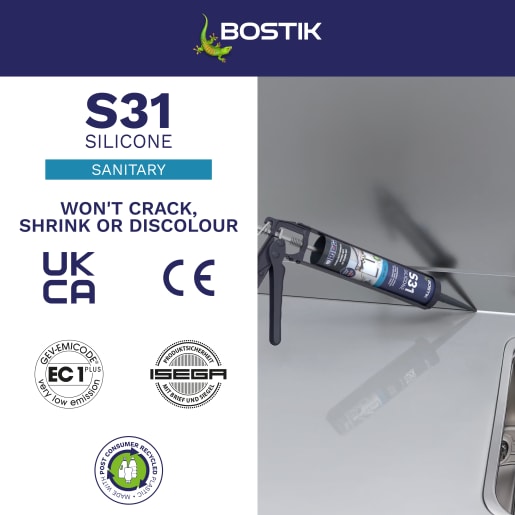 Bostik S31 Neutral Cure Sanitary Silicone Sealant 310ml White