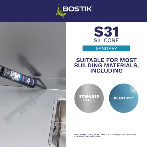 Bostik S31 Neutral Cure Sanitary Silicone Sealant 310ml White