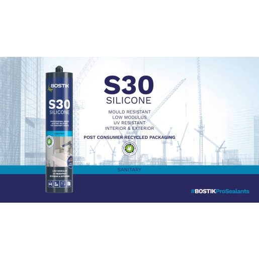 Bostik S30 Acetoxy Sanitary Silicone Sealant 310ml White