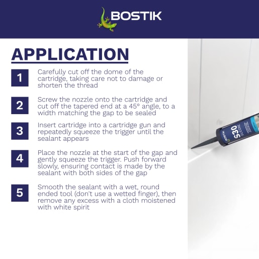 Bostik S30 Acetoxy Sanitary Silicone Sealant 310ml White