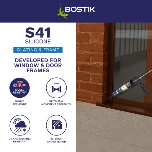 Bostik S41 Neutral Cure Window & Door Frame Silicone Sealant 310ml Brown