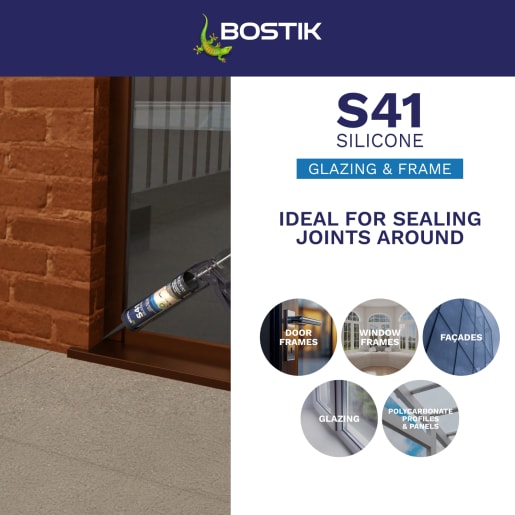 Bostik S41 Neutral Cure Window & Door Frame Silicone Sealant 310ml Brown