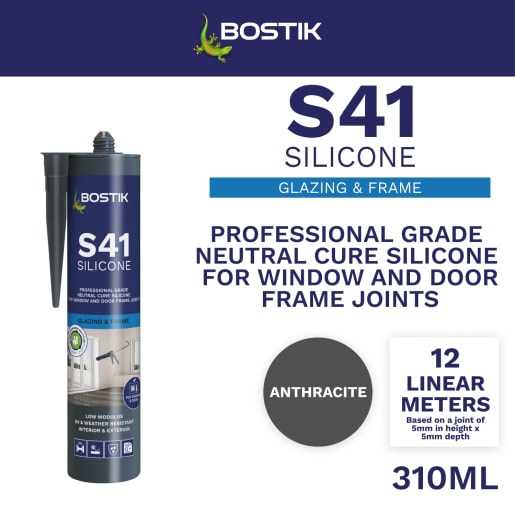 Bostik S41 Neutral Cure Window & Door Frame Silicone Sealant 310ml Anthracite