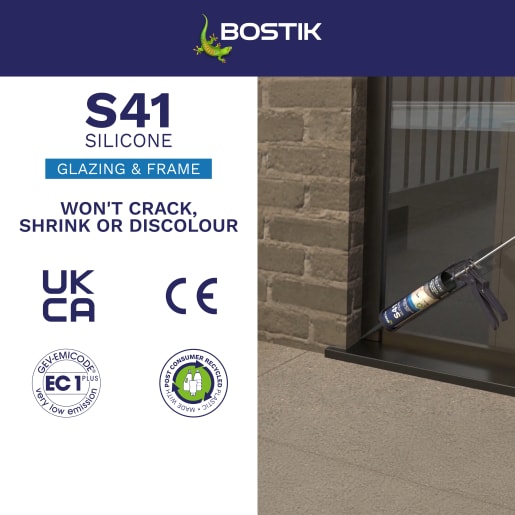 Bostik S41 Neutral Cure Window & Door Frame Silicone Sealant 310ml Clear