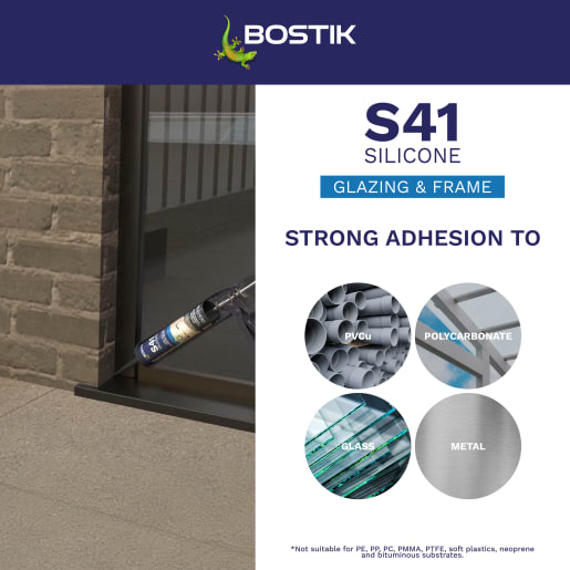 Bostik S41 Neutral Cure Window & Door Frame Silicone Sealant 310ml Clear