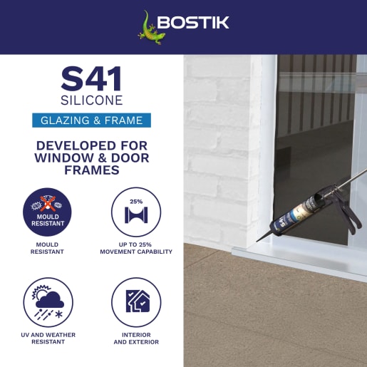 Bostik S41 Neutral Cure Window & Door Frame Silicone Sealant 310ml White