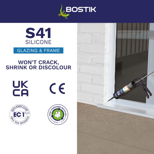 Bostik S41 Neutral Cure Window & Door Frame Silicone Sealant 310ml White