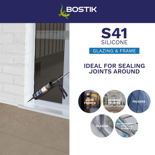Bostik S41 Neutral Cure Window & Door Frame Silicone Sealant 310ml White