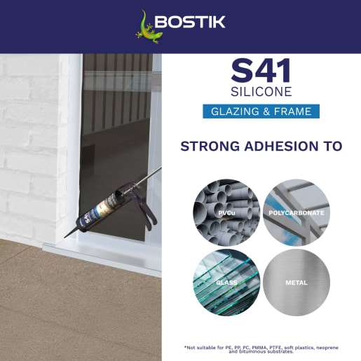 Bostik S41 Neutral Cure Window & Door Frame Silicone Sealant 310ml White
