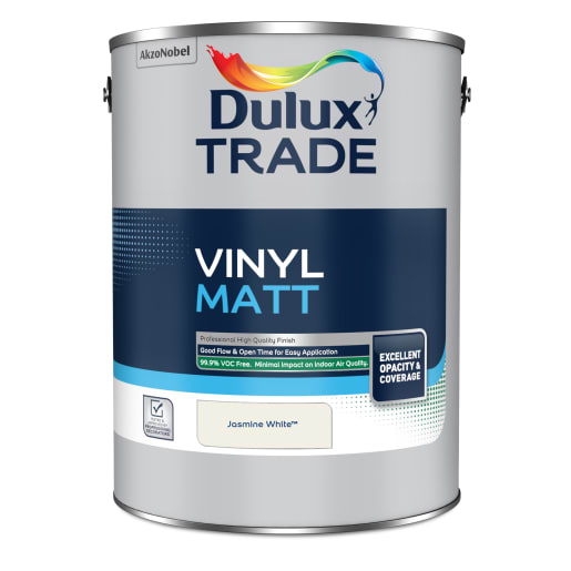 Dulux Trade Vinyl Matt Emulsion Paint 5L Jasmine White