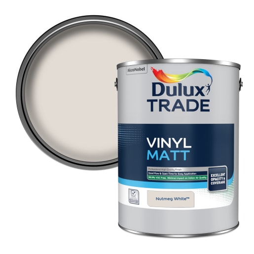 Dulux Trade Vinyl Matt Emulsion Paint 5L Nutmeg White