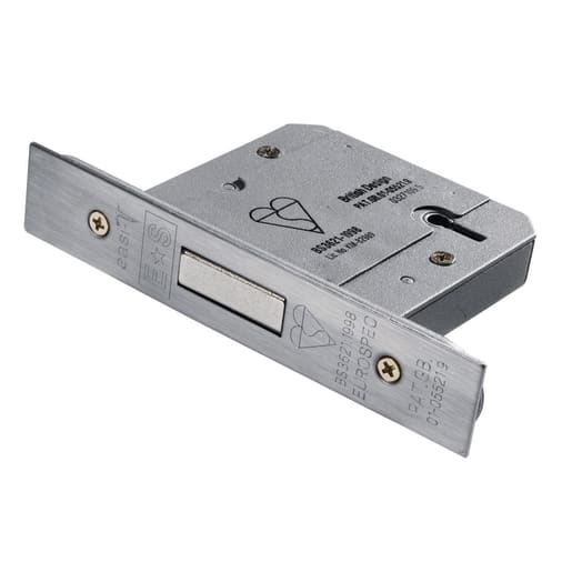 Eurospec Easi-T5 Lever BS Deadlock 76mm Satin Stainless Steel