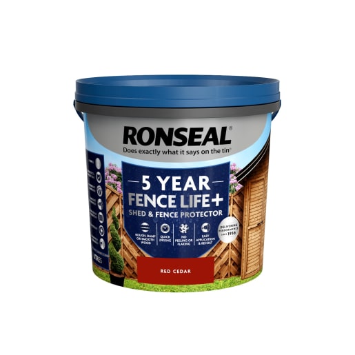 Ronseal 5 Year Fence Life+ Shed & Fence Protector 5L Red Cedar