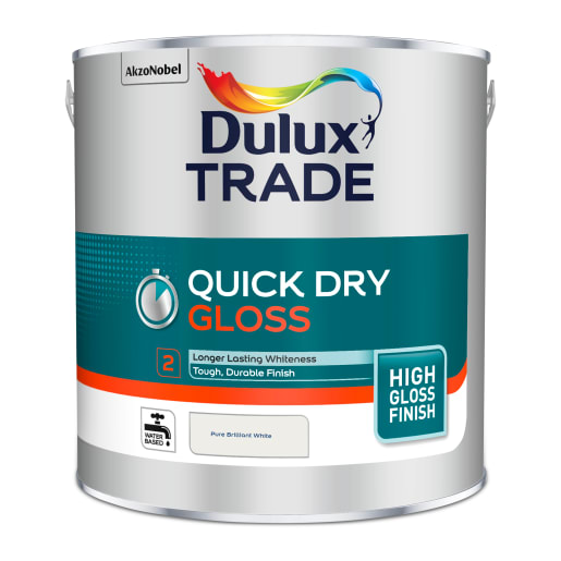 Dulux Trade Quick Dry High Gloss Paint 2.5L Pure Brilliant White