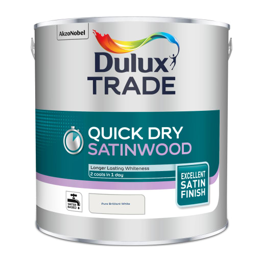 Dulux Trade Quick Dry Satinwood Paint 2.5L Pure Brilliant White