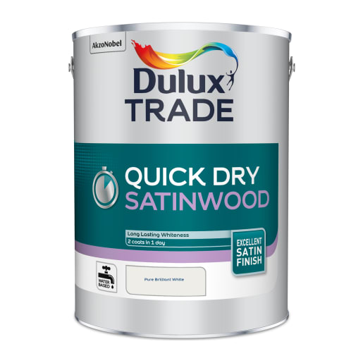 Dulux Trade Quick Dry Satinwood 5L Pure Brilliant White
