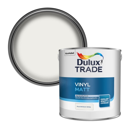 Dulux Trade Vinyl Matt Paint 2.5L Pure Brilliant White