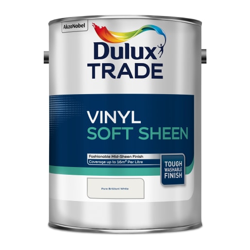Dulux Trade Vinyl Soft Sheen Emulsion Paint 5L Pure Brilliant White