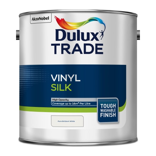 Dulux Trade Vinyl Silk Emulsion Paint 2.5L Pure Brilliant White
