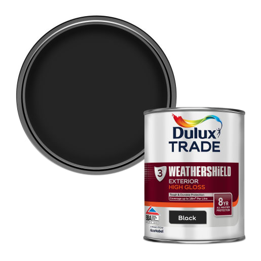 Dulux Trade Weathershield Exterior Gloss Paint 1L Black