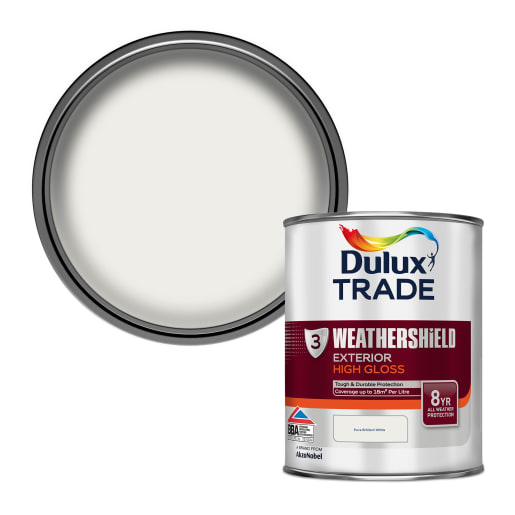 Dulux Trade Weathershield Exterior Gloss Paint 1L Brilliant White
