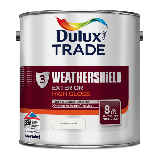 Dulux Trade Weathershield Exterior Gloss Paint 2.5L Brilliant White