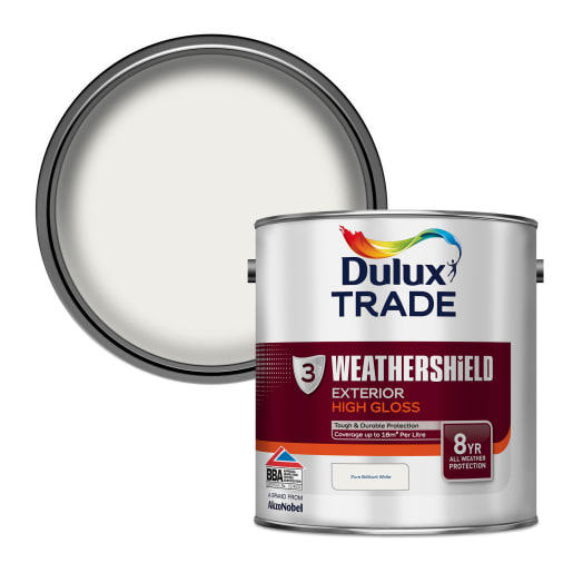 Dulux Trade Weathershield Exterior Gloss Paint 2.5L Brilliant White