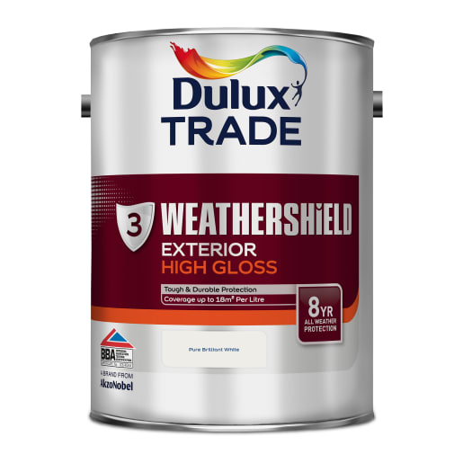 Dulux Trade Weathershield Exterior Gloss Paint 5L Brilliant White