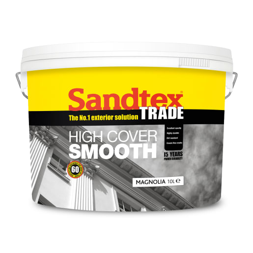 Sandtex Trade High Cover Smooth Masonry Paint 10L Magnolia