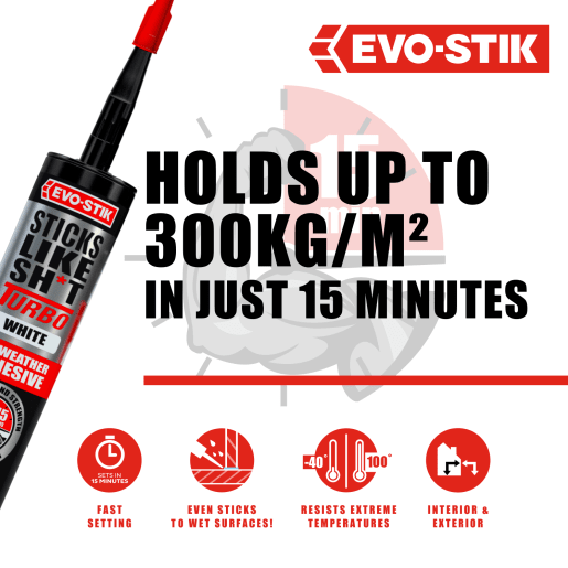 Evo-Stik Sticks Like Sh*t Turbo All Weather Adhesive 290ml White
