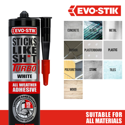 Evo-Stik Sticks Like Sh*t Turbo All Weather Adhesive 290ml White