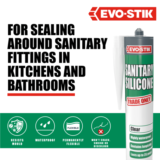 Evo-Stik Sanitary Silicone Sealant 290ml Clear