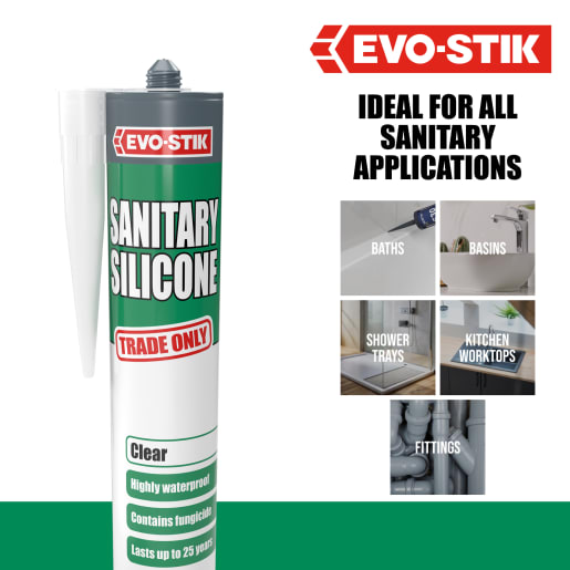 Evo-Stik Sanitary Silicone Sealant 290ml Clear