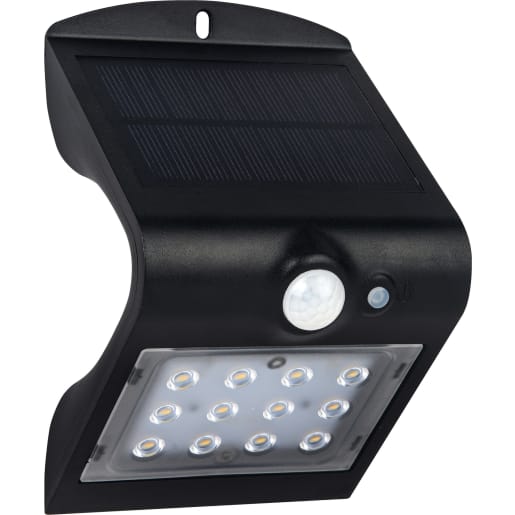 Luceco Guardian Solar LED Wall Light with PIR Motion Sensor 1.5W Black