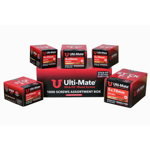 Ulti-Mate® ULTASS Assortment - 1000 pcs Stick-Fit® Woodscrews