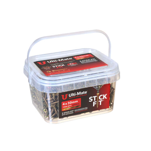 Ulti-Mate® Stick-Fit Woodscrews - 4.0 x 30mm Tub 1000