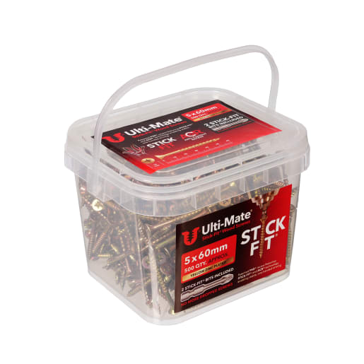 Ulti-Mate® Stick-Fit Woodscrews - 5.0 x 60mm Tub 500