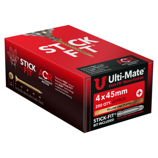 Ulti-Mate® Stick-Fit Woodscrews - 4.0 x 45mm Box 200