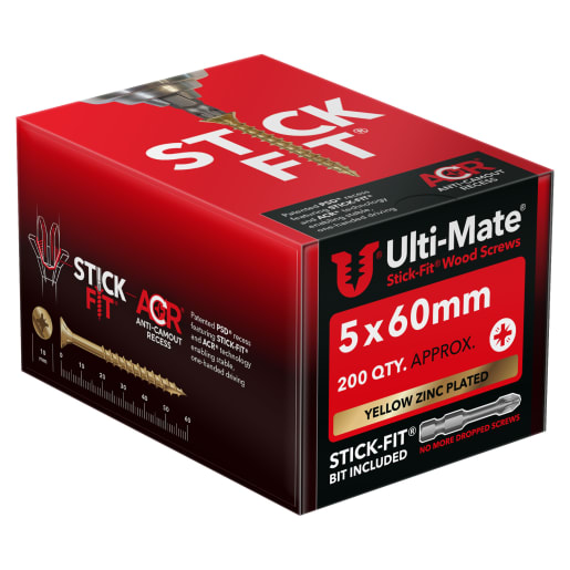 Ulti-Mate® Stick-Fit Woodscrews - 5.0 x 60mm Box 200