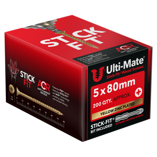 Ulti-Mate® Stick-Fit Woodscrews - 5.0 x 80mm Box 200