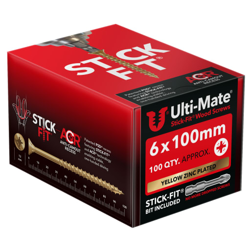 Ulti-Mate® Stick-Fit Woodscrews - 6.0 x 100mm Box 100