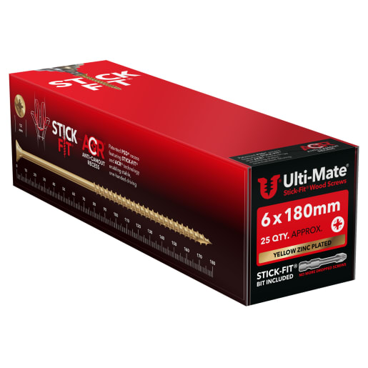 Ulti-Mate® Stick-Fit Woodscrews - 6.0 x 180mm Box 25