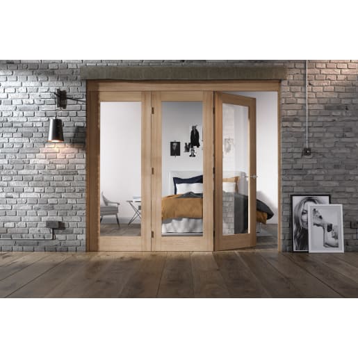 LPD Doors Internal NuVu Roomfold 3+0 Unfinished Oak System 2130 x 2078mm