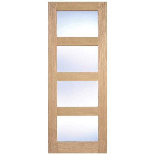 LPD Doors Internal Shaker 4L Glazed Pre-Finished Oak Door 726 x 2040mm