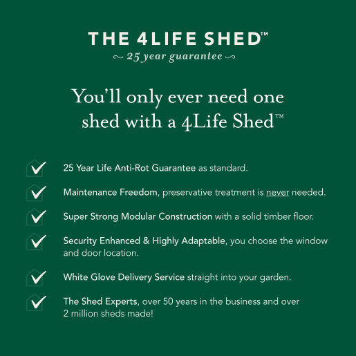 Forest Garden 4LIFE Apex Shed 6x4 Double Door No Window